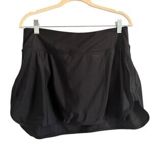 NWT Tempt Me Black Lined Swim Skirt Size Large Zipper Pocket